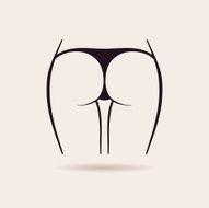 Sexy panties icon Vector women ass in thong N2