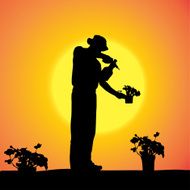 Vector silhouette of a gardener N35