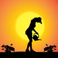 Vector silhouette of a gardener N38