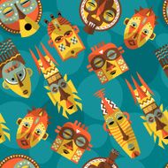 African masks Seamless background pattern