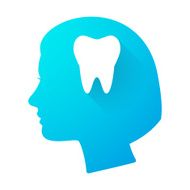 Woman head icon with a tooth