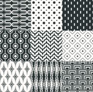 seamless monochrome geometric pattern set N4
