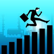 Businessman jumping towards success