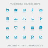 Simple icons of multimedia devices