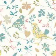 Floral seamless with birds