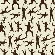 Happy boy silhouettes in seamless pattern N2