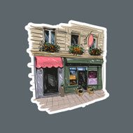 Hand drawn Paris outdoor cafe vector illustration N2
