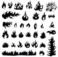 Fire flames set icons vector illustration