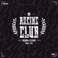 Racing club emblem and seamless pattern