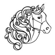 Vector Decorative Horse with Patterned Mane