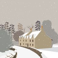 Winter village background vector illustration