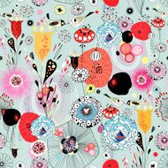 abstract floral texture with birds in love