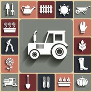 White flat agriculture farm and garden icons set N2