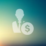 Businessman with dollar sign in flat style icon