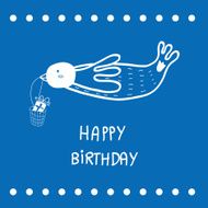 Bird with a gift in Happy Birthday greeting card