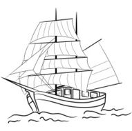 Sketch of nautical sailing vessel