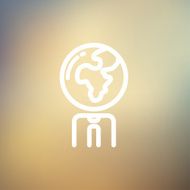 Human with globe head thin line icon N3