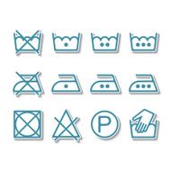 Instruction laundry dry cleaning care icons washing symbols