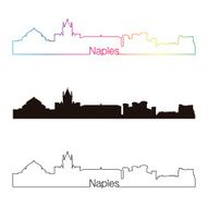 Naples skyline linear style with rainbow