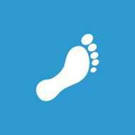 footprint icon white on the blue background