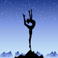 Beautiful flexible girl gymnast staying on one leg