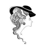 Beautiful lady head silhouette Baroque style N2