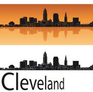 Cleveland skyline in orange background