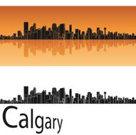 Calgary skyline in orange background