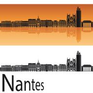 Nantes skyline in orange background