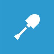 shovel icon white on the blue background