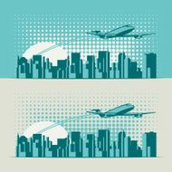 passenger plane over city