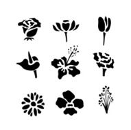 Vector Set Mix of 9 silhouette floral icon