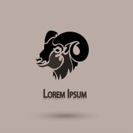 Vector silhouette head wild sheep Stylized animal N2