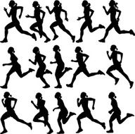 Female runners in silhouette