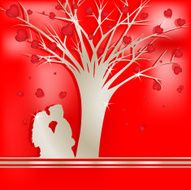 Tree of love with lovers silhouette N2