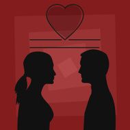 Card with silhouettes of man and woman in love N2