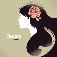 Vintage beautiful girl silhouette N2