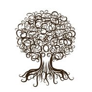 Ornamental tree with roots for your design