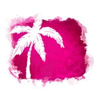 Watercolor paint stain and coconut palm tree N2