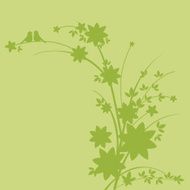 Calm Spring Floral Silhouette With Love Birds N2