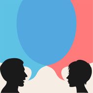 Dialog - Speech bubbles with two faces