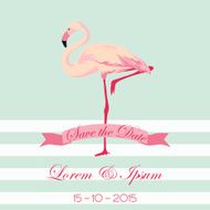 Save the Date - Wedding Card with Flamingo Birds