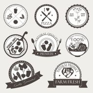 Vector set of vegetables icons in vintage colors