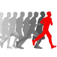 Set of silhouettes Runners on sprint men N7