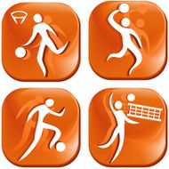 Four orange sport icons