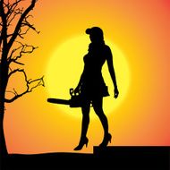 Vector silhouette of a woman N1631