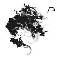 Vector abstract illustration black and white N2