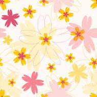 Seamless vector colorful pattern with different flowers