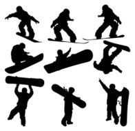 Men snowboarding