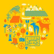Countryside tourism silhouettes